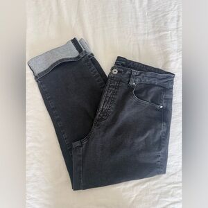 Universal Standard Seine High Rise Straight Leg Jeans Black Size 12